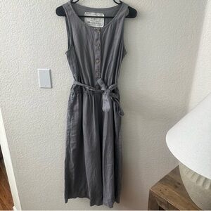 NOTPERFECTLINEN linen wide leg elastic waist jumpsuit